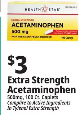 Ocean State Job Lot Health Star 500 mg Acetaminophen Pain Reliever 100 Caplets offer