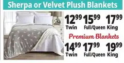 Ocean State Job Lot Sherpa or Velvet Plush Blankets offer