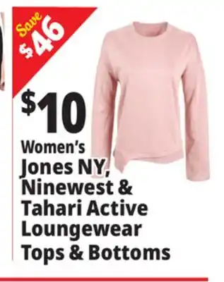 Ocean State Job Lot Women's Jones NY, Ninewest & Tahari Active Loungewear Tops & Bottoms offer