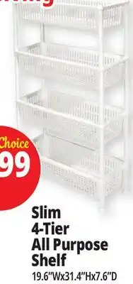 Ocean State Job Lot Slim 4-Tier All Purpose Shelf offer
