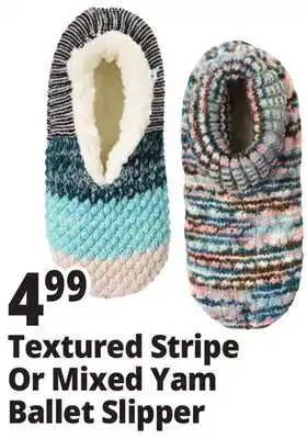 Ocean State Job Lot Textured Stripe Or Mixed Yam Ballet Slipper offer
