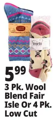 Ocean State Job Lot 3 Pk. Wool Blend Fair Isle Or 4 Pk. Low Cut offer
