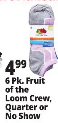 Ocean State Job Lot Fruit of the Loom Lightweight No Show Socks 6pk offer