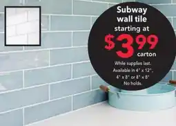 Nebraska Furniture Mart Subway wall tile offer