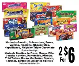 Rancho Markets Marinela Gansito, Submarinos, Fresa, Vainilla, Pingüino, Chocorroles, Napolitanos, Pingüino Triple Chocolate offer