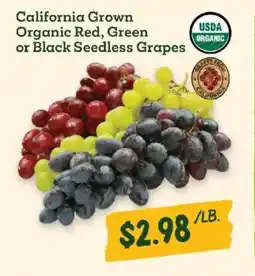 Sprouts Farmers Market California Grown Organic Red, Green or Black Seedless Grapes offer