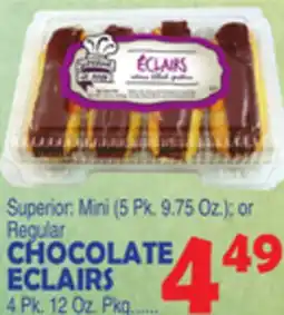 Bravo Supermarkets CHOCOLATE ECLAIRS 4 Pk. 12 Oz. Pkg offer