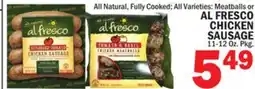 Bravo Supermarkets AL FRESCO CHICKEN SAUSAGE offer