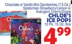 Bravo Supermarkets CHLOE'S ICE POPS 10 Pk. 15 Oz. Box offer