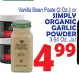 Bravo Supermarkets SIMPLY ORGANIC GARLIC POWDER 3.64 Oz. Jar offer