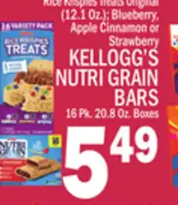 C Town KELLOGG'S NUTRI GRAIN BARS 16 Pk. 20.8 Oz. Boxes offer
