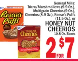 C Town General Mills HONEY NUT CHEERIOS 10.8 Oz. Boxes offer
