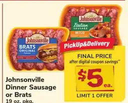 ACME Johnsonville Dinner Sausage or Brats offer