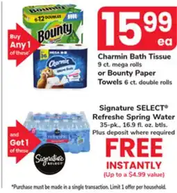 ACME Charmin Bath Tissue 9 ct. mega rolls or Bounty Paper Towels 6 ct. double rolls offer