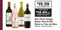 ACME Kris Pinot Grigio, Bieler Père & Fils Rosé or Clos du Bois offer