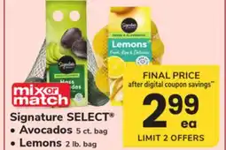 ACME Signature SELECT Avocados 5 ct. bag, Lemons 2 lb. bag offer