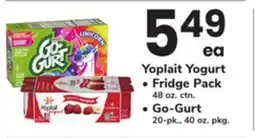 ACME Yoplait Yogurt • Fridge Pack 48 oz. ctn. • Go - Gurt 20 - pk., 40 oz. pkg offer