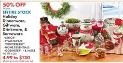 Boscov's ENTIRE STOCK Holiday Dinnerware, Giftware, Drinkware, & Serveware offer