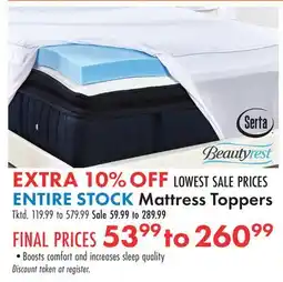 Boscov's ENTIRE STOCK Mattress Toppers offer
