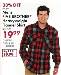 Boscov's Mens FIVE BROTHER Heavyweight Flannel Shirt offer