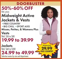 Boscov's Midweight Active Jackets & Vests offer