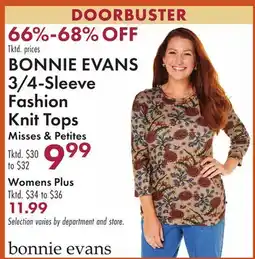 Boscov's BONNIE EVANS 3/4-Sleeve Fashion Knit Tops offer