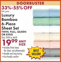 Boscov's Luxury Bamboo 6-Piece Sheet Set offer