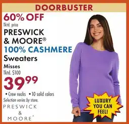 Boscov's PRESWICK & MOORE 100% CASHMERE Sweaters offer