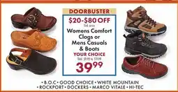 Boscov's Womens Comfort Clogs or Mens Casuals & Boots offer
