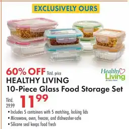 Boscov's HEALTHY LIVING 10-Piece Glass Food Storage Set offer