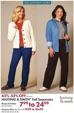Boscov's HASTING & SMITH Fall Separates offer