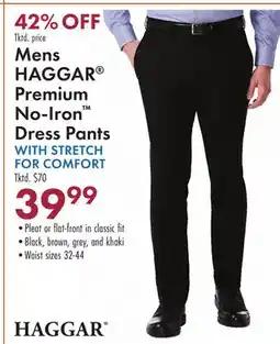 Boscov's Mens HAGGAR Premium No-Iron Dress Pants offer
