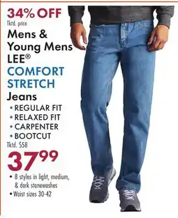 Boscov's Mens & Young Mens LEE COMFORT STRETCH Jeans offer