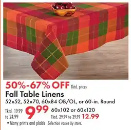 Boscov's Fall Table Linens offer