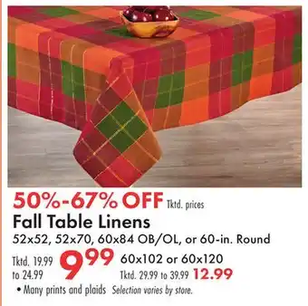 Boscov's Fall Table Linens offer