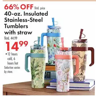 Boscov's 40-oz. Insulated Stainless-Steel Tumblers with straw offer