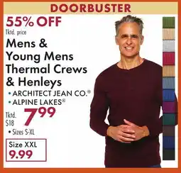 Boscov's Mens & Young Mens Thermal Crews & Henleys offer