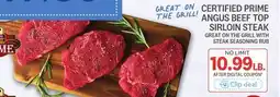Kings Food Markets CERTIFIED PRIME ANGUS BEEF TOP SIRLOIN STEAK offer