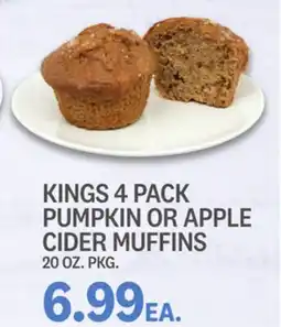 Kings Food Markets KINGS 4 PACK PUMPKIN OR APPLE CIDER MUFFINS offer
