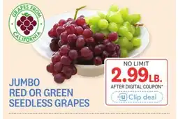 Kings Food Markets JUMBO RED OR GREEN SEEDLESS GRAPES offer