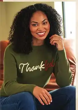 Boscov's RIO & RIAN Thankful Crewneck Sweater offer