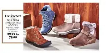 Boscov's FAUX-FUR & SWEATER TRIM BOOTIES offer