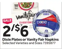 Stop&Shop Dixie Plates or Vanity Fair Napkins offer