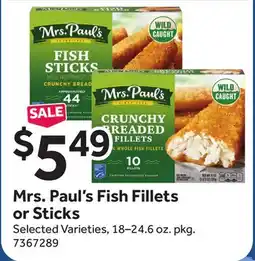 Stop&Shop Mrs. Paul's Fish Fillets or Sticks offer