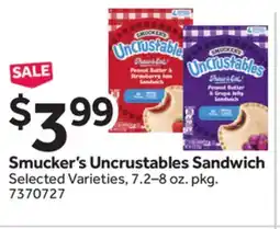 Stop&Shop SMUCKER'S UNCRUSTABLES SANDWICH offer