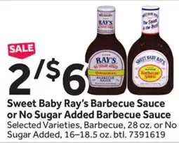 Stop&Shop Sweet Baby Ray's Barbecue Sauce or No Sugar Added Barbecue Sauce offer