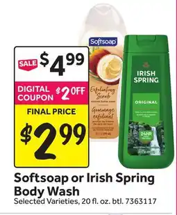 Stop&Shop Softsoap or Irish Spring Body Wash offer