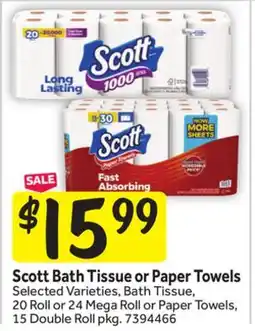 Stop&Shop Scott Bath Tissue or Paper Towels offer