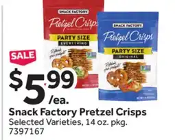 Stop&Shop Snack Factory Pretzel Crisps offer