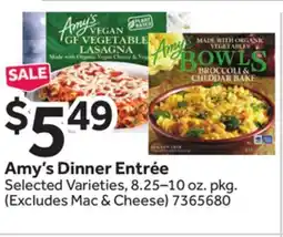 Stop&Shop Amy's Dinner Entrée offer